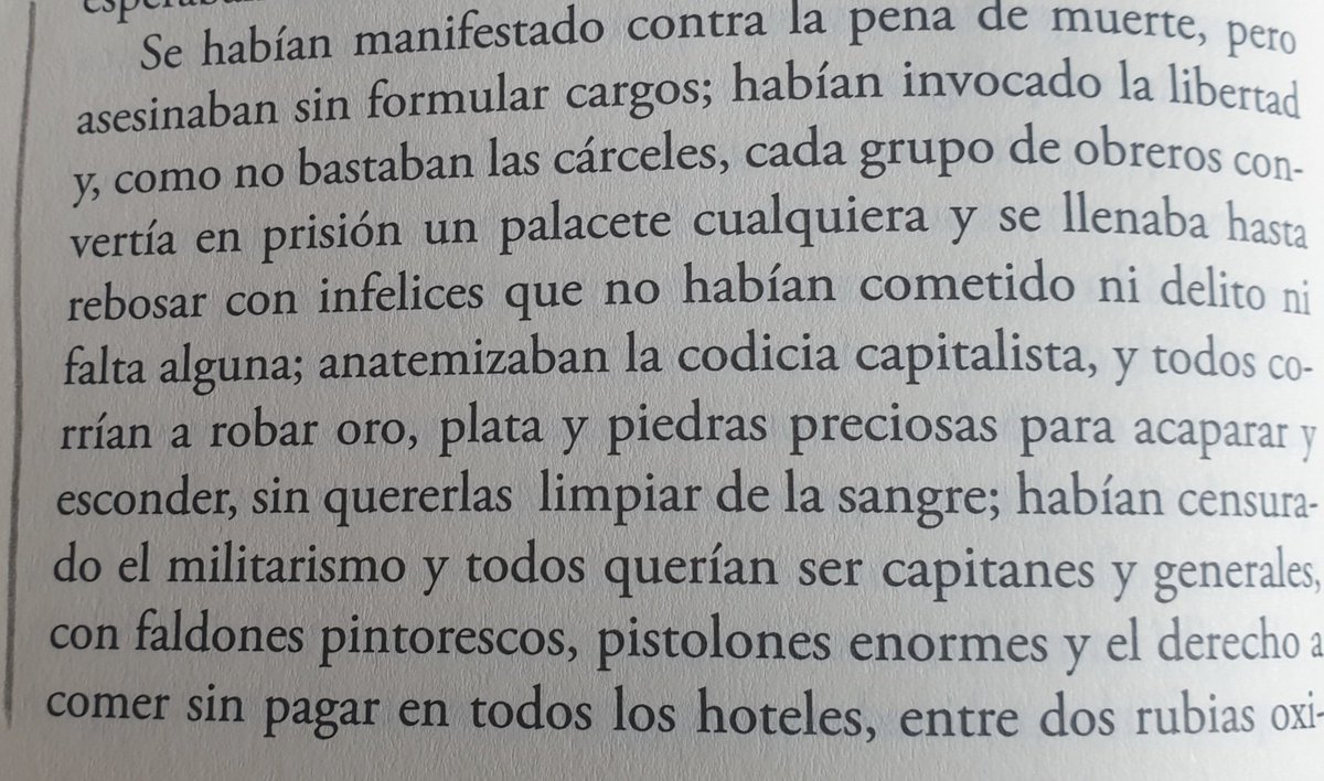 Unoporaqui's tweet image. En sus reflexiones le asquea la hipocresía del mundo "revolucionario": "los hijos en edad militar de los dirigentes rojos no conocen otras detonaciones si no son las del champán" en los cabarets extranjeros.