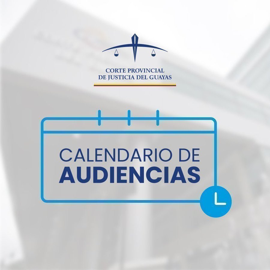 📖 #CALENDARIO | Compartimos los horarios y accesos de las audiencias que se realizarán en <a href="/CorteGuayas/">Corte Provincial de Justicia del Guayas</a>. #JusticiaAbierta
Fecha: lunes 3 al viernes 7 de febrero de 2025.
Revise el documento aquí: n9.cl/r5g82x