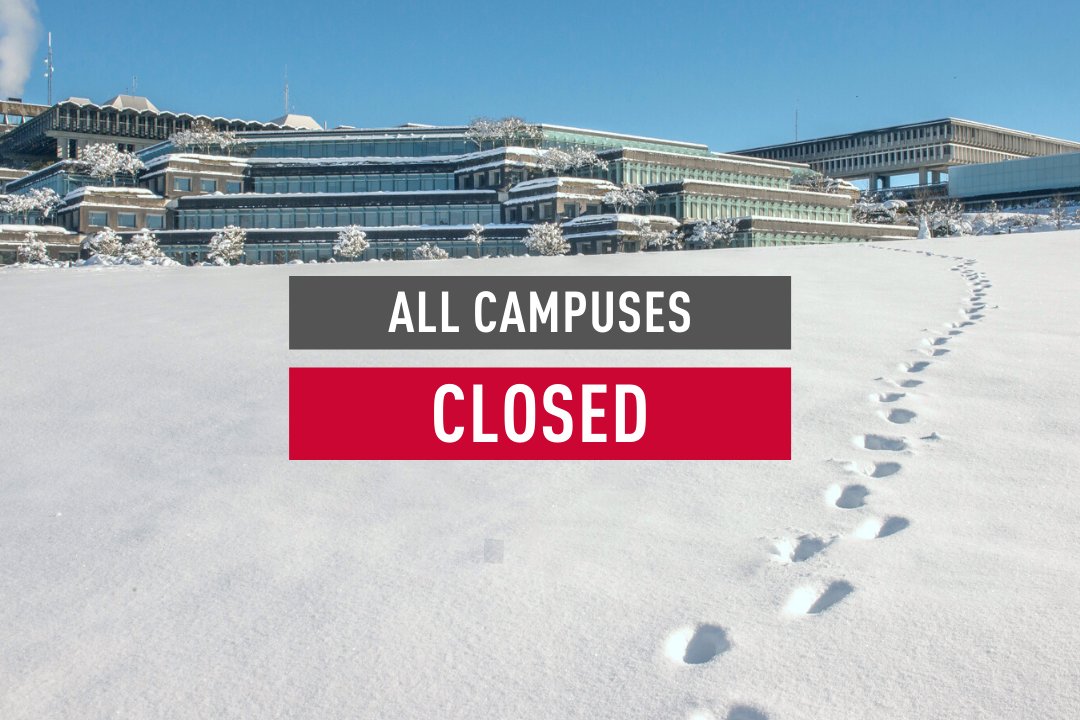 ALERT (Feb. 4, 2025: 5:45 a.m.): All SFU campuses are closed today, Feb. 4, 2025, due to current weather conditions. Buildings remain open on all SFU campuses, but all classes, exams, university services and campus activities are cancelled for the entire day. 

Online classes