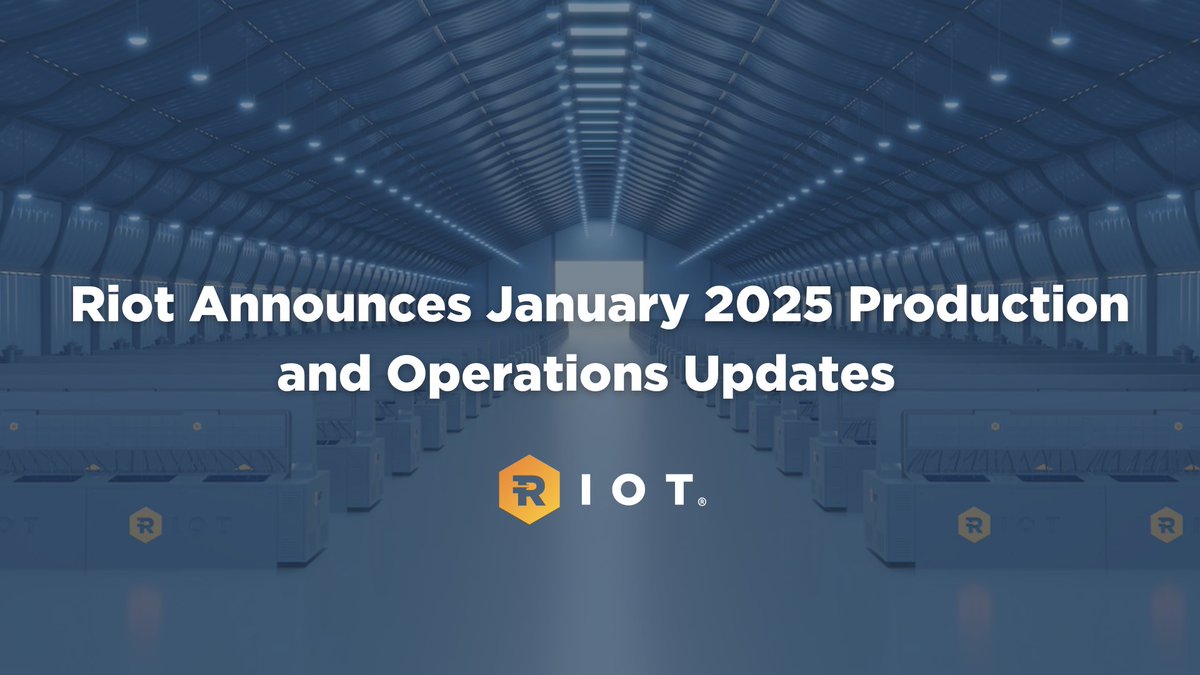 Riot Announces January 2025 Production and Operations Updates. “Riot mined  527 #bitcoin in January, marking the second consecutive month of increased  production despite rising network difficulty,” said @JasonLes_, CEO of Riot.  “During