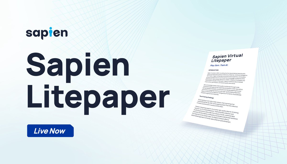 ICYMI: the Sapien Litepaper is live!

Discover how we're building the first decentralized data foundry for AI.

docs.sapien.io