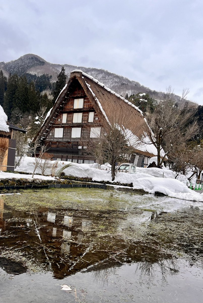 池に反射した合掌造りも美しかった⛄️

日本の歴史、文化も面白いなぁ
もっともっと日本のことを知りたいと思った旅でした🇯🇵
