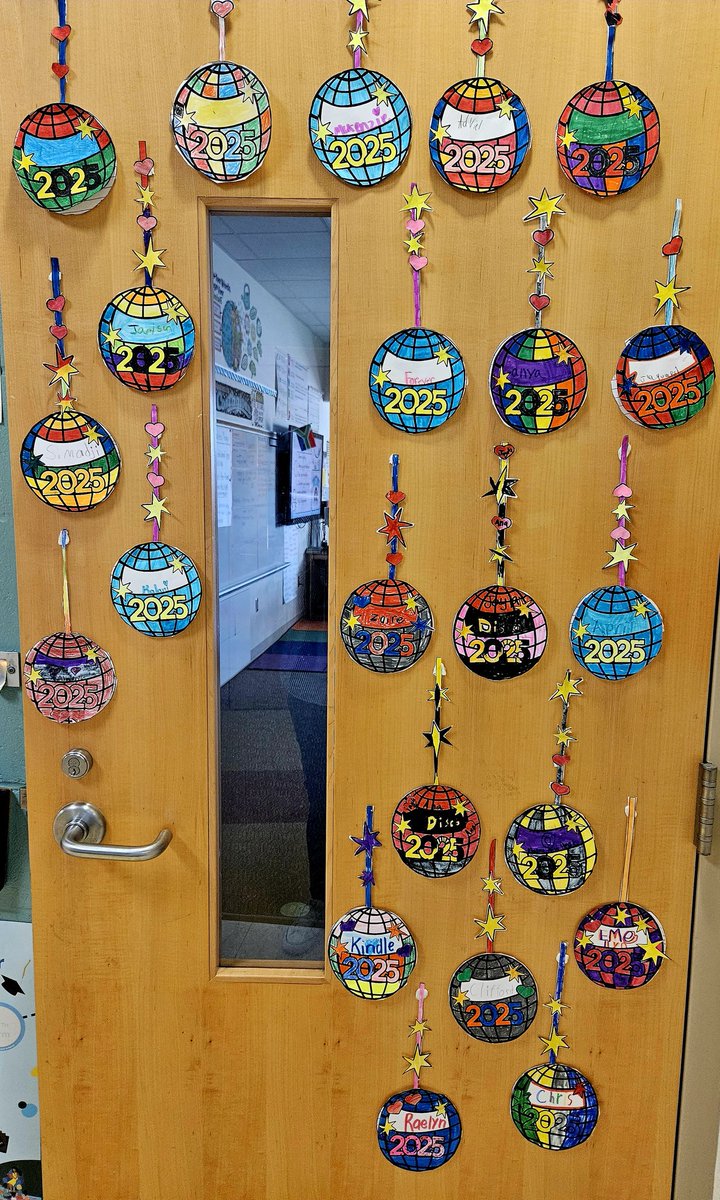 MaryCCope's tweet photo. We dancing into 2025! Students crafted disco balls and identified one area for improvement in the coming year. #engaginglearning
#UntingOurWorld
#TheCreekIsRising https://t.co/HJhQ6VKuD5