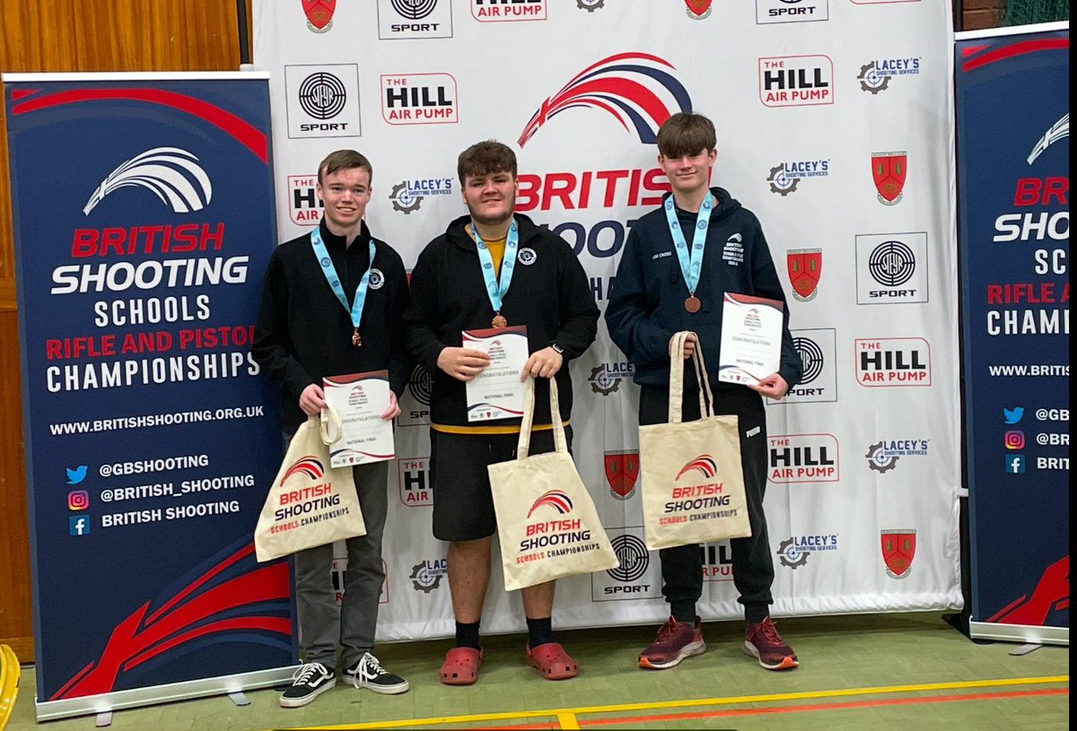 Dan O'Driscoll (@danodriscolluk) on Twitter photo Great shooting today from Sam, Isaac and Luke represent <a href="/CheshireCollSW/">Cheshire College - South & West</a> at the National final of the British Shooting schools pistol championships. 4th place for Isaac in the individual and 3rd place for the team. 👏👏. Thanks to <a href="/CreweRPC/">Crewe Rifle & Pistol Club</a> for the support.
<a href="/GBShooting/">British Shooting</a> Great shooting today from Sam, Isaac and Luke represent <a href="/CheshireCollSW/">Cheshire College - South & West</a> at the National final of the British Shooting schools pistol championships. 4th place for Isaac in the individual and 3rd place for the team. 👏👏. Thanks to <a href="/CreweRPC/">Crewe Rifle & Pistol Club</a> for the support.
<a href="/GBShooting/">British Shooting</a>