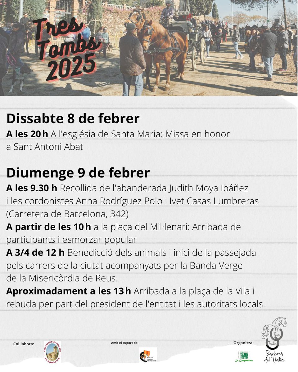 🐴Aquest cap de setmana, 8 i 9 de febrer, Barberà del Vallès acollirà una nova edició de la commemoració de Sant Antoni Abat.
🔗Consulta totes les activitats a la notícia del web municipal: tuit.cat/E9Pgc