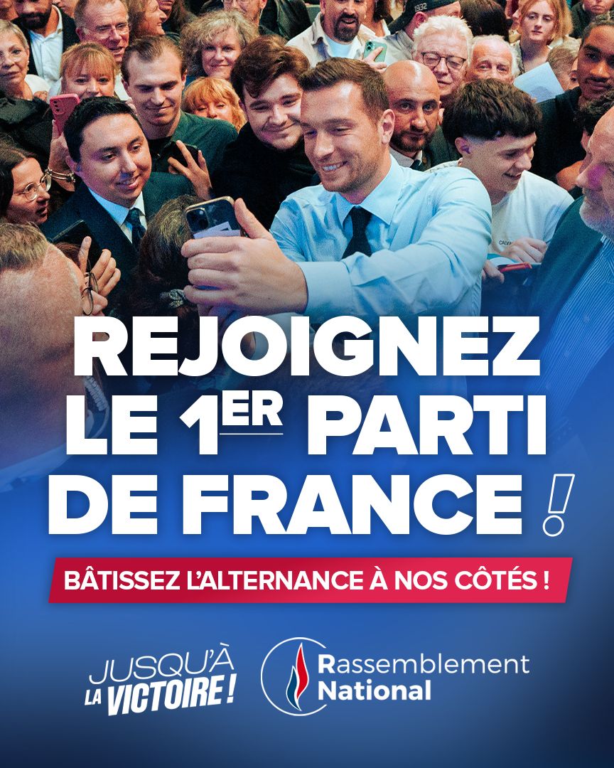 Rassemblement National (@rnational_off) on Twitter photo 🔵 Chaos sécuritaire, économique, institutionnel... Les Français réclament la fin du macronisme et un véritable changement de cap !
Avec <a href="/MLP_officiel/">Marine Le Pen</a> et <a href="/J_Bardella/">Jordan Bardella</a>, l'alternance se prépare dès aujourd'hui pour remettre le peuple au centre des décisions !
🇫🇷 Rejoignez-nous : 🔵 Chaos sécuritaire, économique, institutionnel... Les Français réclament la fin du macronisme et un véritable changement de cap !
Avec <a href="/MLP_officiel/">Marine Le Pen</a> et <a href="/J_Bardella/">Jordan Bardella</a>, l'alternance se prépare dès aujourd'hui pour remettre le peuple au centre des décisions !
🇫🇷 Rejoignez-nous :