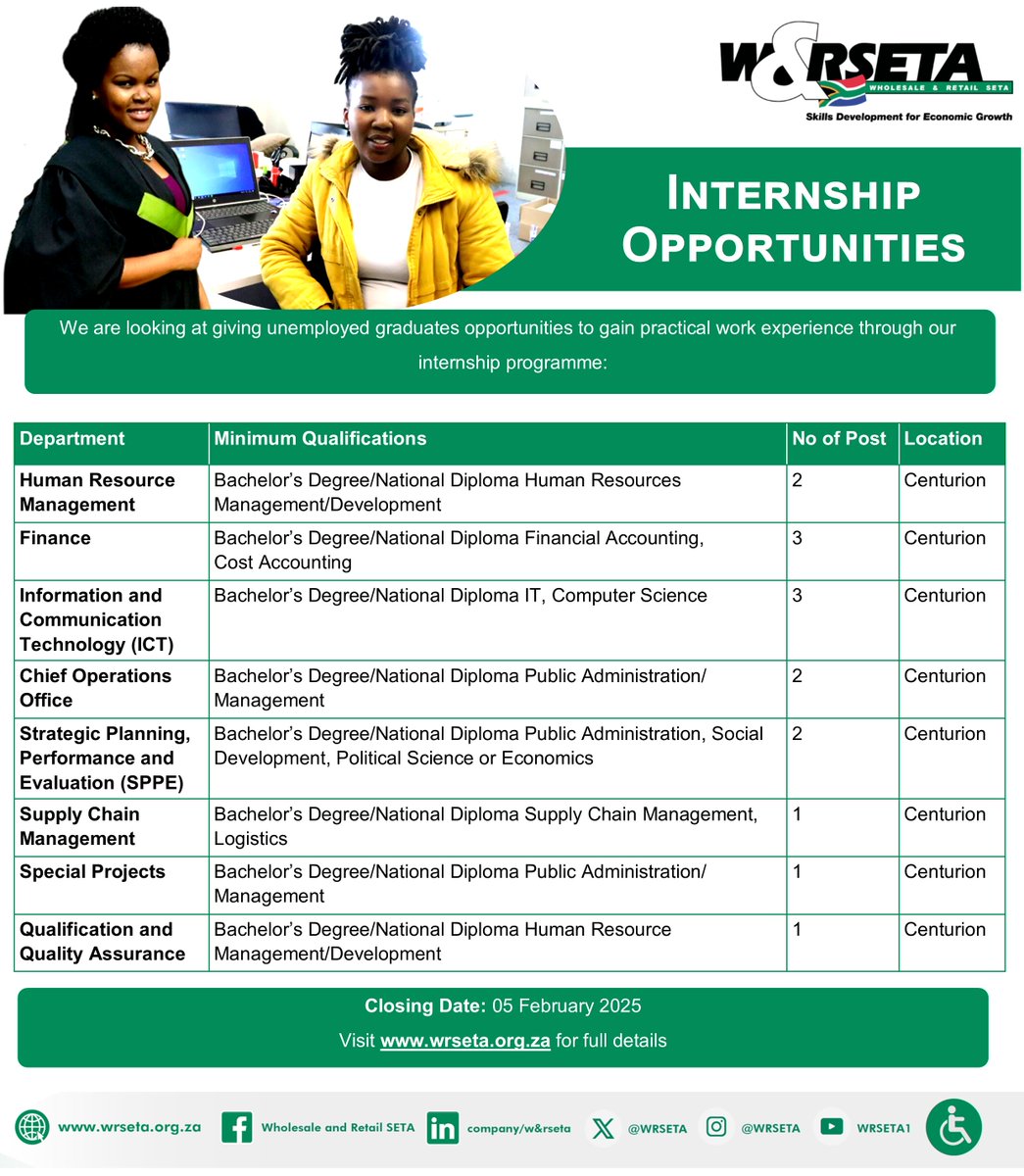 <a href="/WRSETA/">W&RSETA</a> Internship Opportunities