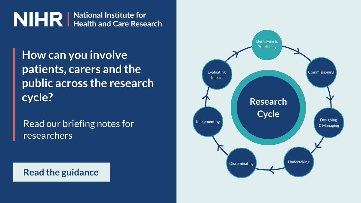 How can members of the public be involved in research?

Our 'Briefing notes for researchers' explains the different ways! It will help you to plan, resource and support public involvement in research. Find out more: nihr.ac.uk/documents/brie…

#TuesdayTips