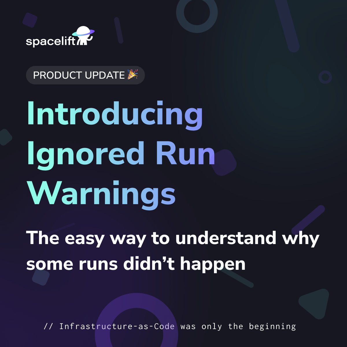 Trying to determine why a run wasn't triggered after a commit was pushed to your repository? 😵‍💫
Spacelift's Ignored Run Warnings is for you!  Find out more in our documentation:
hubs.li/Q0359jk00