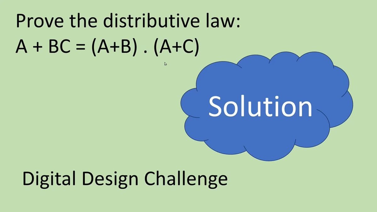 Technical_Bytes's tweet image. Proof of distributive Law in Boolean Algebra

youtube.com/watch?v=HkUd9R…