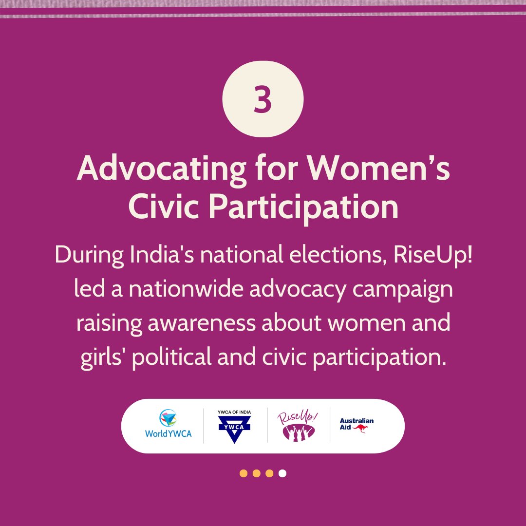 Bold, Transformative, Unstoppable—Young women in India are leading change!✨

Expanding #RiseUp!, <a href="/YWCAIndia/">YWCA India</a> has:
✅Trained young leaders in 6 regions
✅Built key partnerships for outreach
✅Made RiseUp! accessible to deaf women
✅Ran a national advocacy campaign

More in 2025!