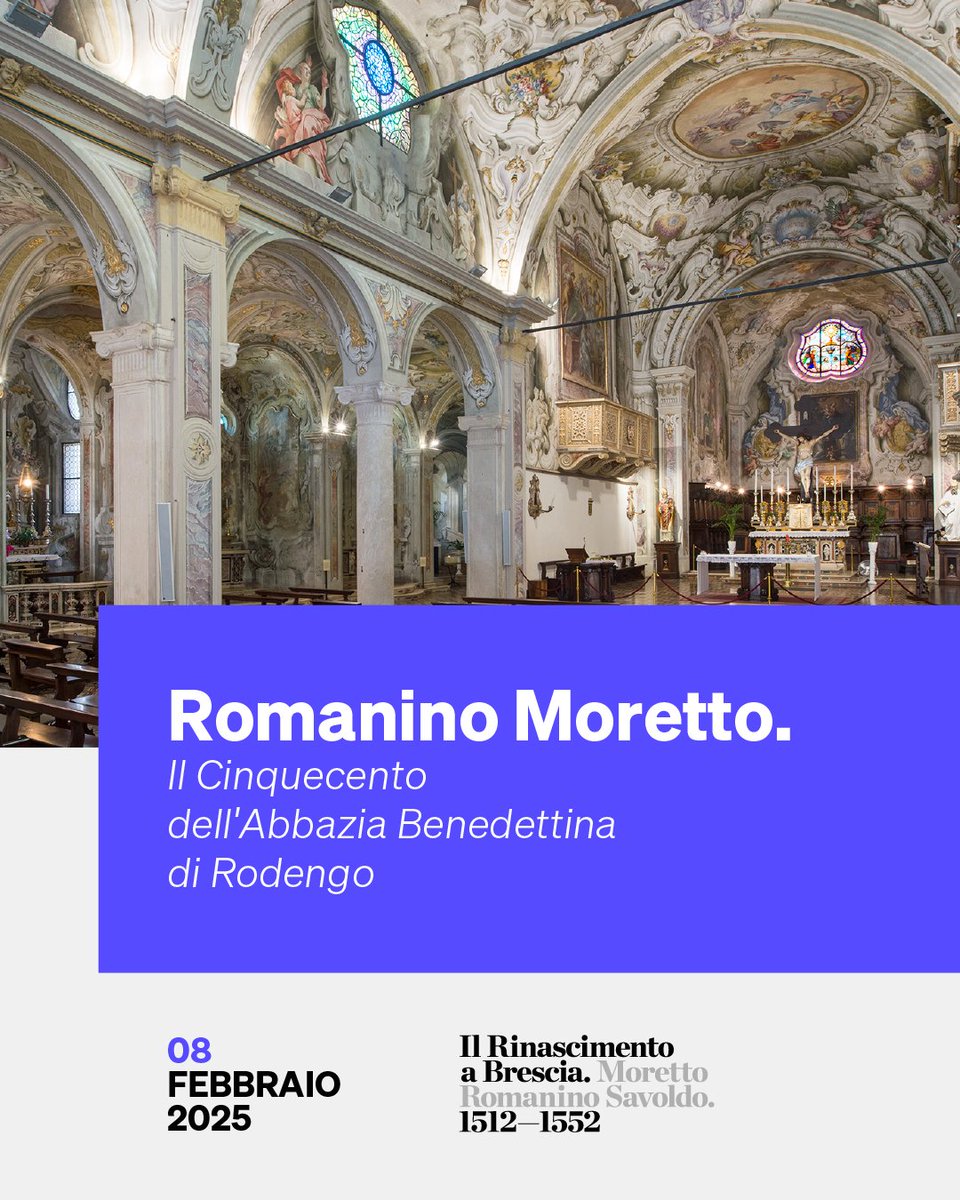 Sabato 8 febbraio raggiungici presso l'Abbazia Benedettina di Rodegno (Via Brescia, 83, 25050 Rodengo Saiano BS) per un pomeriggio speciale tra attività e concerti.
Maggiori informazioni: bresciamusei.com/evento/rodengo…

#Rinascimento #Brescia #BresciaMusei #Moretto #Romanino