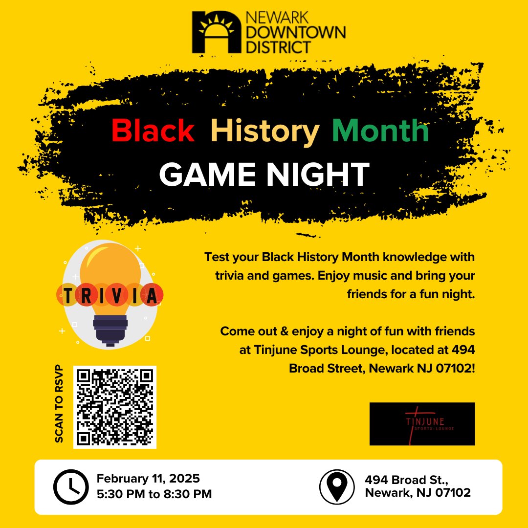 Join us on February 11th @ 5:30pm for a fun night of friendly competition at NDD Game Night + Trivia, held at TinJune! To celebrate Black History Month, we are hosting a trivia game that focuses on Black history, culture, and contributions. RSVP: eventbrite.com/e/ndd-black-hi…