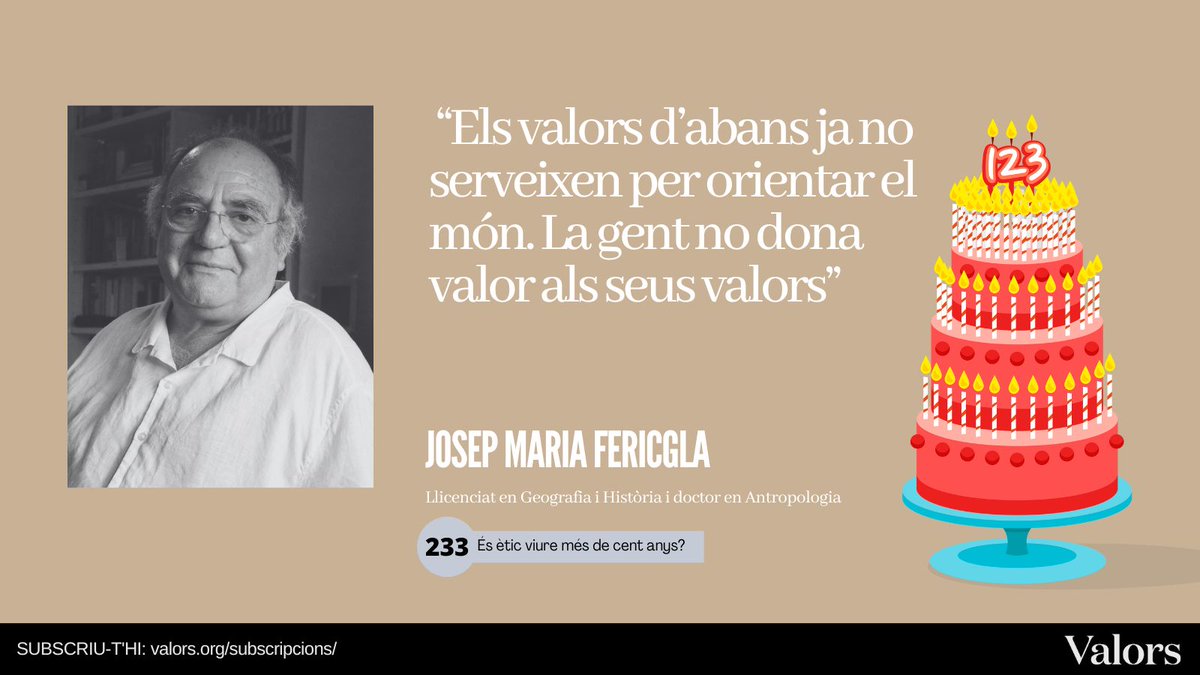 revistavalors's tweet photo. El periodista @CarlesBanchs conversa amb #JMFericgla sobre els conflictes que pot generar l'augment de centenaris en la societat. A més, reivindica que les persones grans han deixat de ser la veu de l'experiència perquè s'han vist desplaçades socialment. https://t.co/xKgJN5DQYr