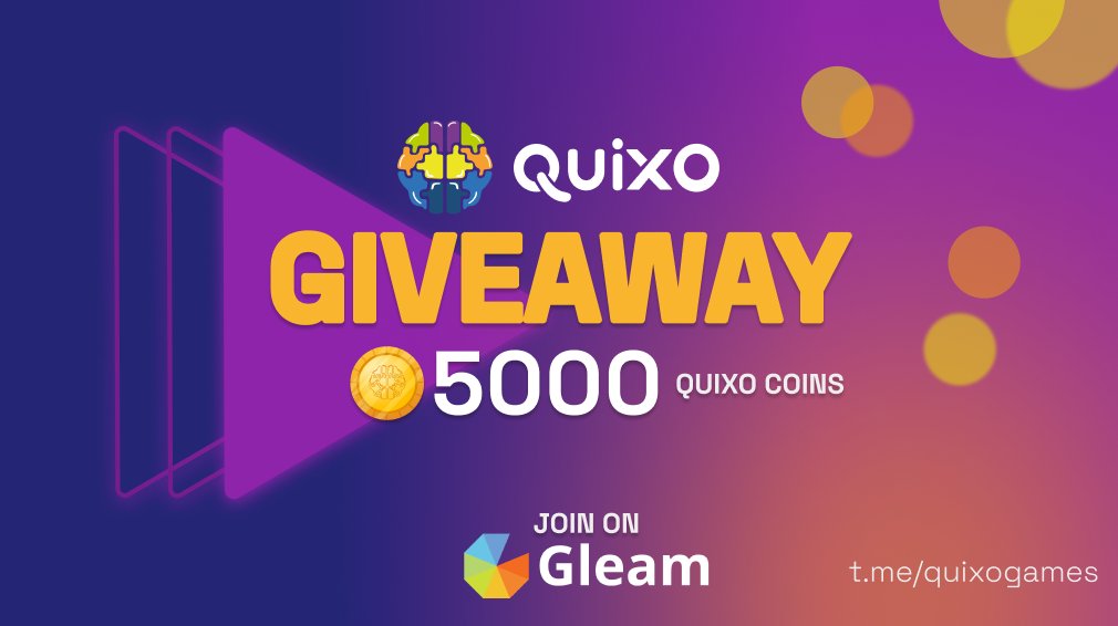🚨 #Giveaway Alert! 🚨
🎉 Celebrate the launch of Quixo Games with 5,000 Quixo Coins for 3 lucky winners! 🪙✨

🔥 How to Enter:
✅ Join our <a href="/gleamapp/">Gleam</a>  contest 👉 gleam.io/GLhx3/quixo-ga…

✅ Winners picked randomly, prizes via Telegram bot!
🎮 Join: t.me/quixogames #GLEAM