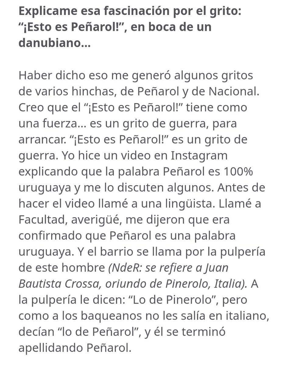 FeFeElOriginal's tweet photo. Comparto fragmento de una nota realizada por @Chechobianchi a @Gastoncitocarba  danubiano de ley, explicando la fuerza universal que tiene el grito ¡esto es Peñarol!
Un elixir para la vista. Ah, miren quien se lo inculcó😉 https://t.co/MAdBlHclPJ