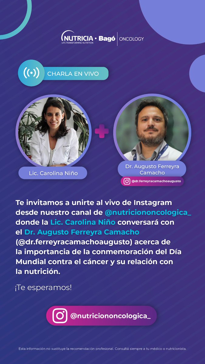 Carla Forte (@fortecarla_a) on Twitter photo 4 de febrero: Día mundial de lucha contra el #Cancer 🦀
<a href="/Nutricia/">Nutricia</a> une las voces para conmemorarlo de la mano de <a href="/Carolinanino84/">Carolinanino93</a> y <a href="/FerreyraCamacho/">Dr Augusto Ferreyra Camacho</a> 🫶 4 de febrero: Día mundial de lucha contra el #Cancer 🦀
<a href="/Nutricia/">Nutricia</a> une las voces para conmemorarlo de la mano de <a href="/Carolinanino84/">Carolinanino93</a> y <a href="/FerreyraCamacho/">Dr Augusto Ferreyra Camacho</a> 🫶