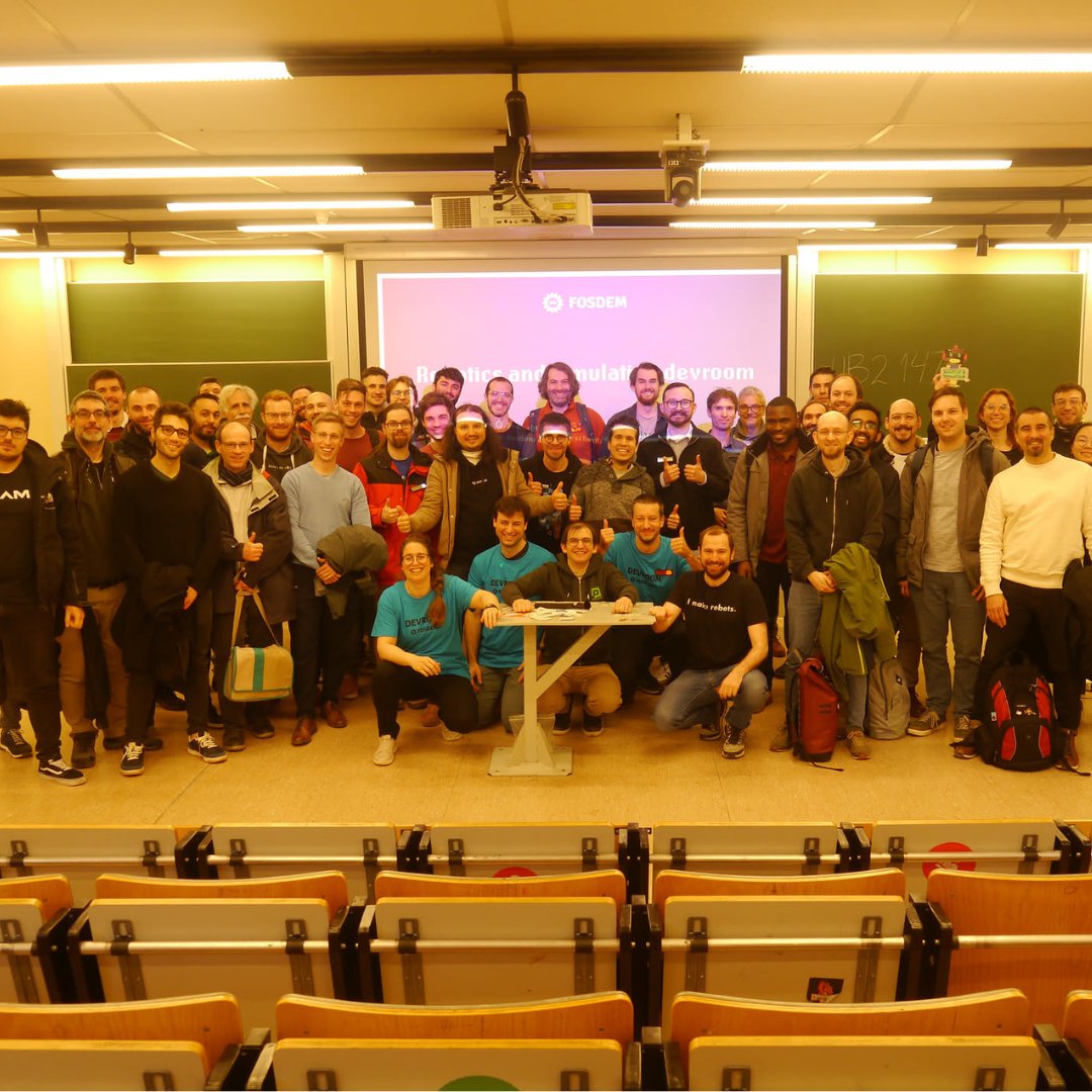 ekumenlabs's tweet photo. #FOSDEM 2025 was an amazing chance to connect with the robotics community! 🚀
Proud to have helped organize the first #Robotics & #Simulation Devroom and be part of such an inspiring event. Huge thanks to Lucas Chiesa & Agustin Alba Chicar for representing #Ekumen! https://t.co/cY3Uv2aAL9