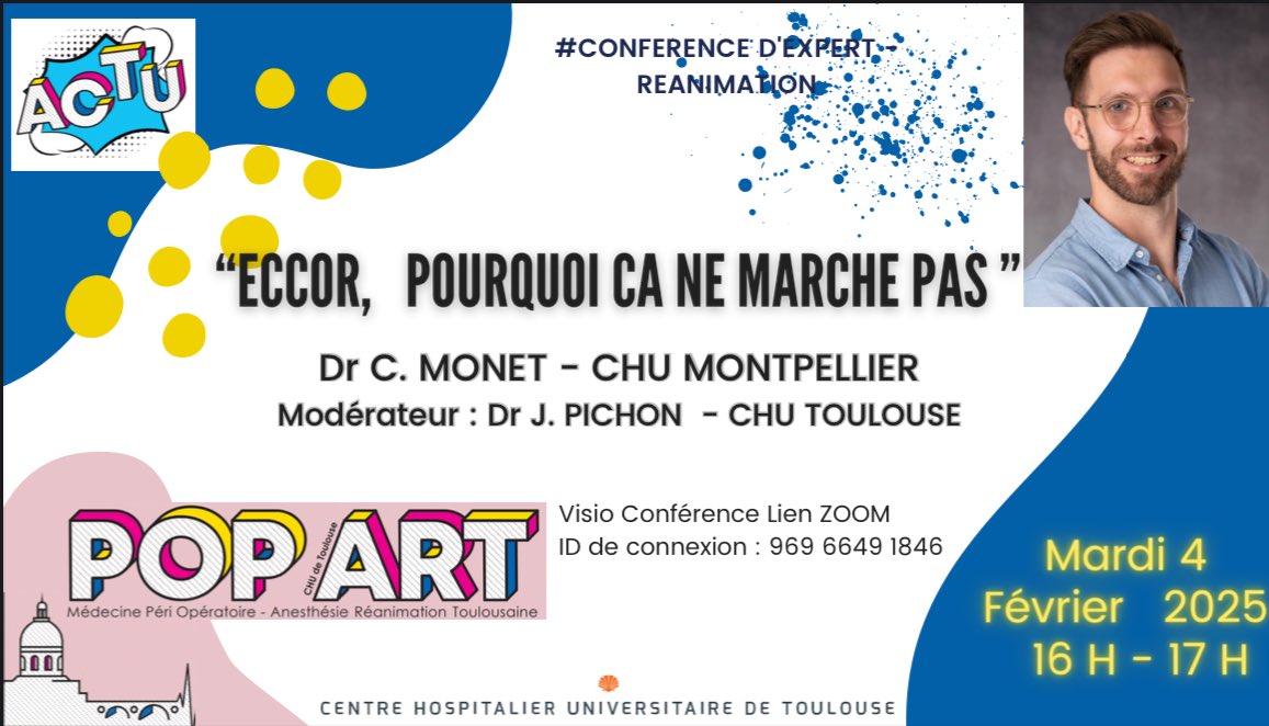 POpART (@popartoulouse) on Twitter photo ECCOR : stop ou encore ?
Si vous voulez tout savoir, c’est aujourd’hui avec le <a href="/POpARToulouse/">POpART</a> à 16h avec notre collègue et ami #ClémentMonet !
Le lien est ici ⬇️⬇️⬇️
<a href="/SFARJeunes/">SFAR Jeunes</a> <a href="/SFAR_ORG/">SFAR Anesthésie Réanimation</a> <a href="/CHUdeToulouse/">CHU de Toulouse - compte inactif</a> <a href="/GreparToulouse/">GREPAR TOULOUSE</a> <a href="/RARRE35/">RARRE</a> <a href="/IAM_Nord13/">Intensive Care Anesthesiology Marseille - DARNORD</a> <a href="/Anesth_Rea_HEGP/">Anesthesie.Reanimation.HEGP</a> <a href="/HopLariboisiere/">Hôpital Lariboisière - Fernand-Widal AP-HP</a> ECCOR : stop ou encore ?
Si vous voulez tout savoir, c’est aujourd’hui avec le <a href="/POpARToulouse/">POpART</a> à 16h avec notre collègue et ami #ClémentMonet !
Le lien est ici ⬇️⬇️⬇️
<a href="/SFARJeunes/">SFAR Jeunes</a> <a href="/SFAR_ORG/">SFAR Anesthésie Réanimation</a> <a href="/CHUdeToulouse/">CHU de Toulouse - compte inactif</a> <a href="/GreparToulouse/">GREPAR TOULOUSE</a> <a href="/RARRE35/">RARRE</a> <a href="/IAM_Nord13/">Intensive Care Anesthesiology Marseille - DARNORD</a> <a href="/Anesth_Rea_HEGP/">Anesthesie.Reanimation.HEGP</a> <a href="/HopLariboisiere/">Hôpital Lariboisière - Fernand-Widal AP-HP</a>