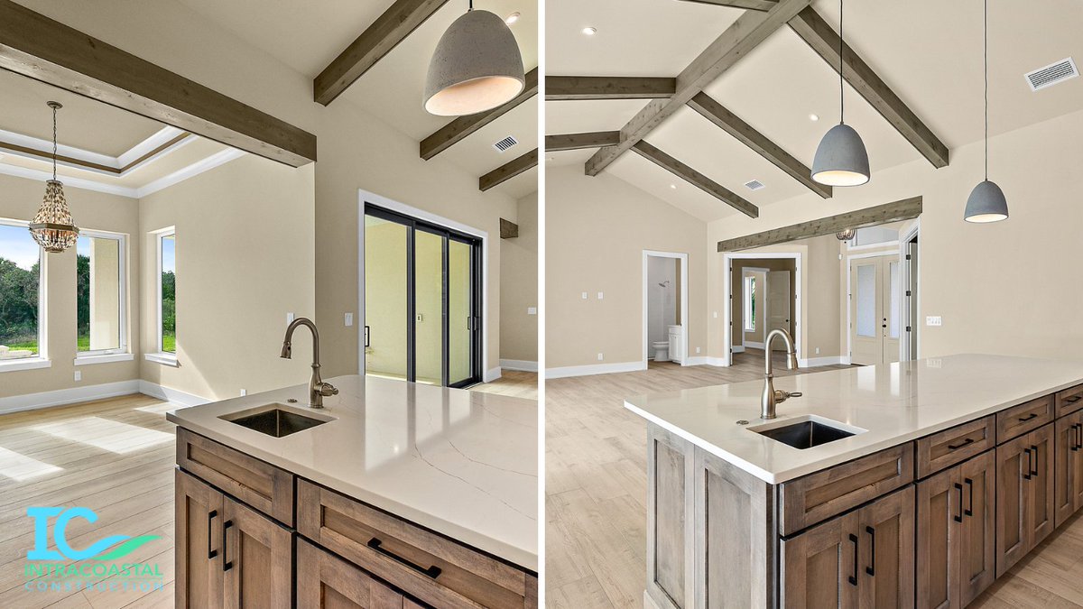Separate rooms by adding a  𝒉𝒆𝒂𝒅𝒆𝒓 constructed with cedar! Then stain them to add more 𝒄𝒉𝒂𝒓𝒂𝒄𝒕𝒆𝒓. 

#intracoastalconstruction #headers #palmcoastbuilder #luxuryhome #beams #flaglerbeach #customhome