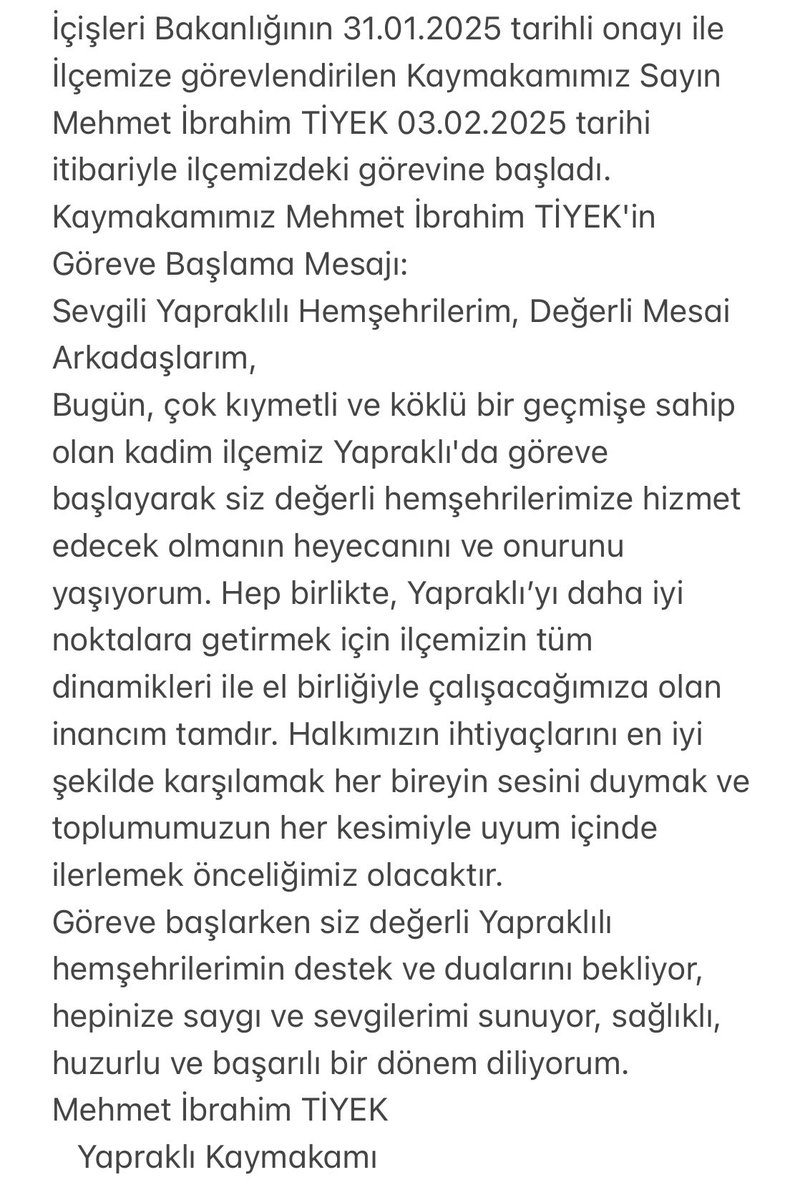 Yapraklı Kaymakamlığı (@yapraklik018) on Twitter photo 