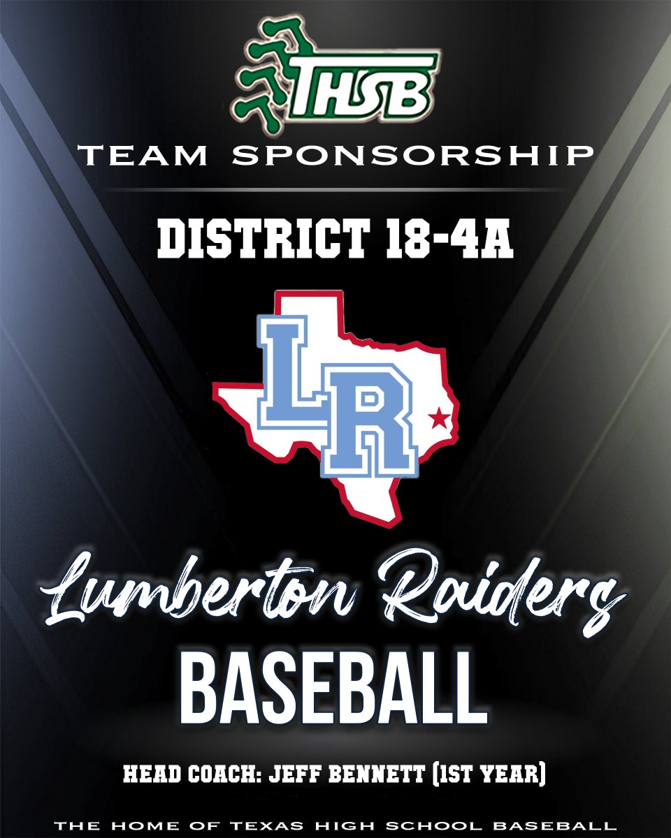 Shout out to the 18-4A Lumberton Raiders and Head Coach Jeff Bennett for being a THSB Sponsor!  See the Raiders' 2025 team info at txhighschoolbaseball.com/4a/18-4a/
<a href="/Diamond_Raiders/">Lumberton Raiders Baseball</a> <a href="/4ATxHsBaseball/">4ATxHsBaseball</a>