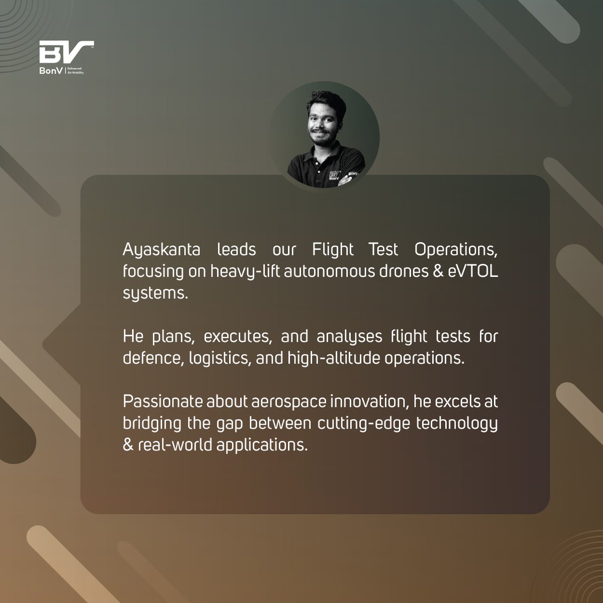 BONVCommunicat1's tweet image. Meet Ayaskanta Jena, the expert behind our Flight Test Operations at BonV Aero. With deep expertise in heavy-lift drones and eVTOL, he ensures our platforms are mission-ready. 

Stay tuned for his insights at the workshop!

#bonvaero #aerialmobility #dronetechnology #workshop