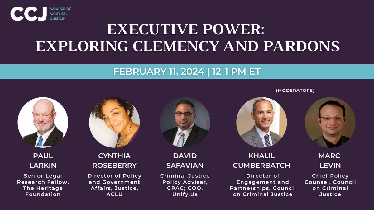 Presidential pardons are in the news – and generating questions &amp; criticism. Join CCJ’s Centering Justice initiative Feb. 11 for a discussion with experts representing varied perspectives on the use of executive clemency: linkedin.com/events/executi…