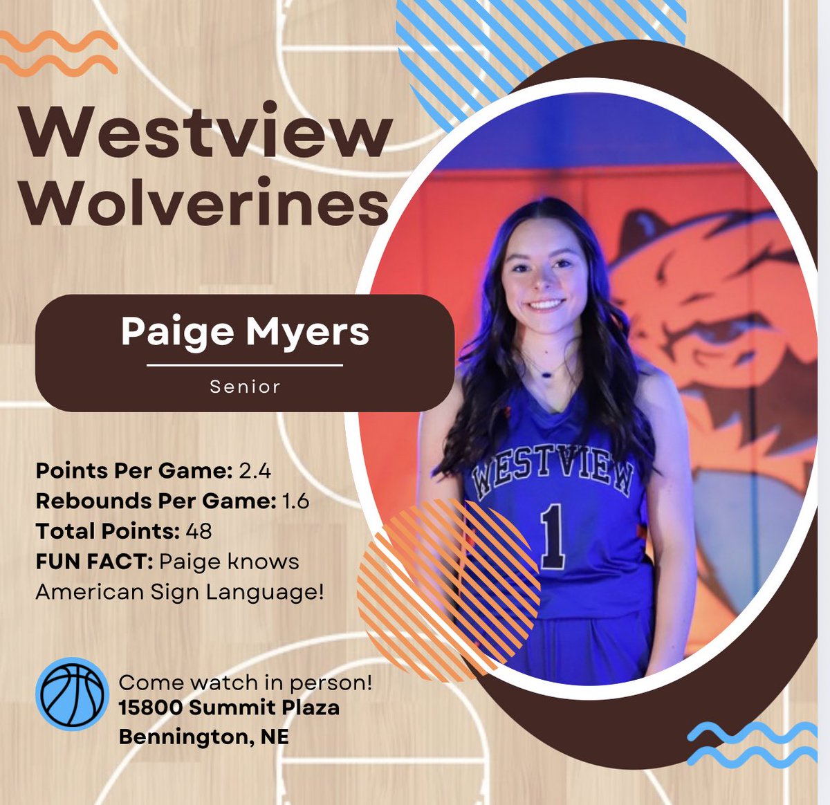 Player Spotlight 🔦
#1 Paige Myers 
5’8” Small Forward 

📸 Westview Journalism 
📍 Join us tonight in helping to celebrate our seniors! 
<a href="/PaMyers_016/">Paige Myers</a> <a href="/OPS_WVAthletics/">Westview Athletics</a> <a href="/OPS_Westview/">Westview High</a>