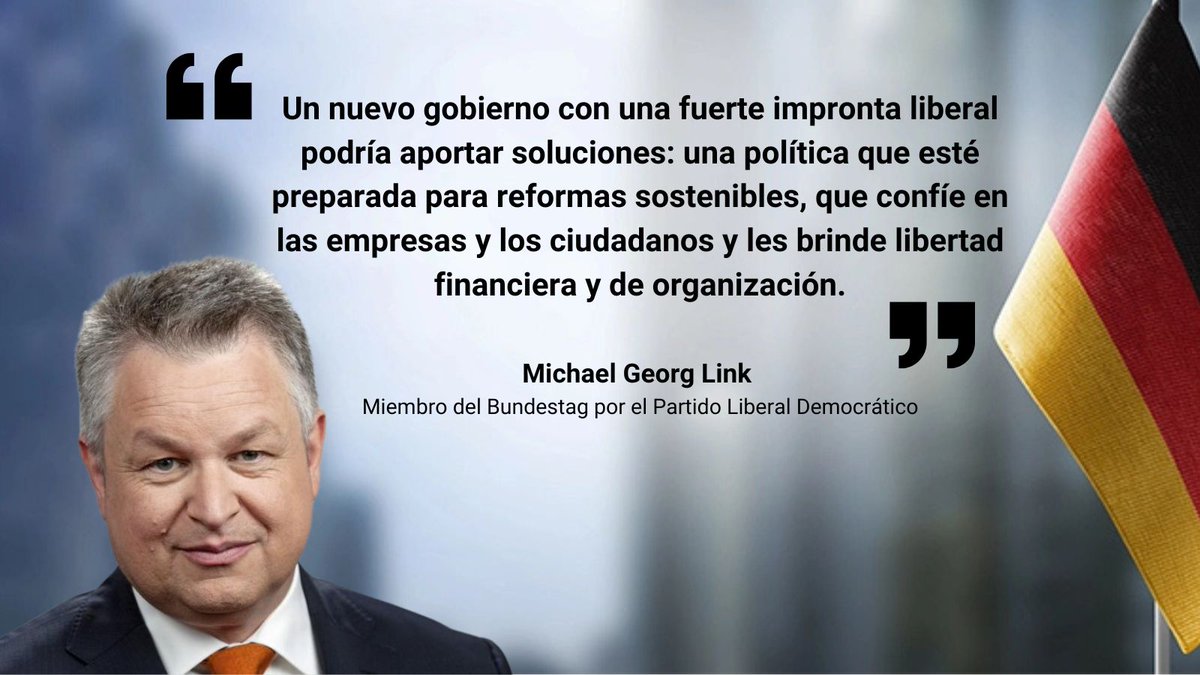 #Alemania 🇩🇪

🖋️ <a href="/michael_g_link/">Michael Georg Link</a>, miembro del <a href="/Bundestag/">Deutscher Bundestag</a> por el <a href="/fdp/">FDP</a>, analizó para <a href="/clarincom/">Clarín</a> los desafíos de Alemania tras la ruptura del gobierno de coalición y de cara a las elecciones del próximo 23 de febrero. 

📢 "Como la mayor economía de la Unión Europea, Alemania se