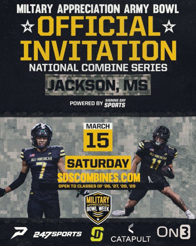 Blessed to receive a Army Bowl invite from <a href="/__aaron7/">Aaron Webb</a> 💪🏽, ready to work 💯
