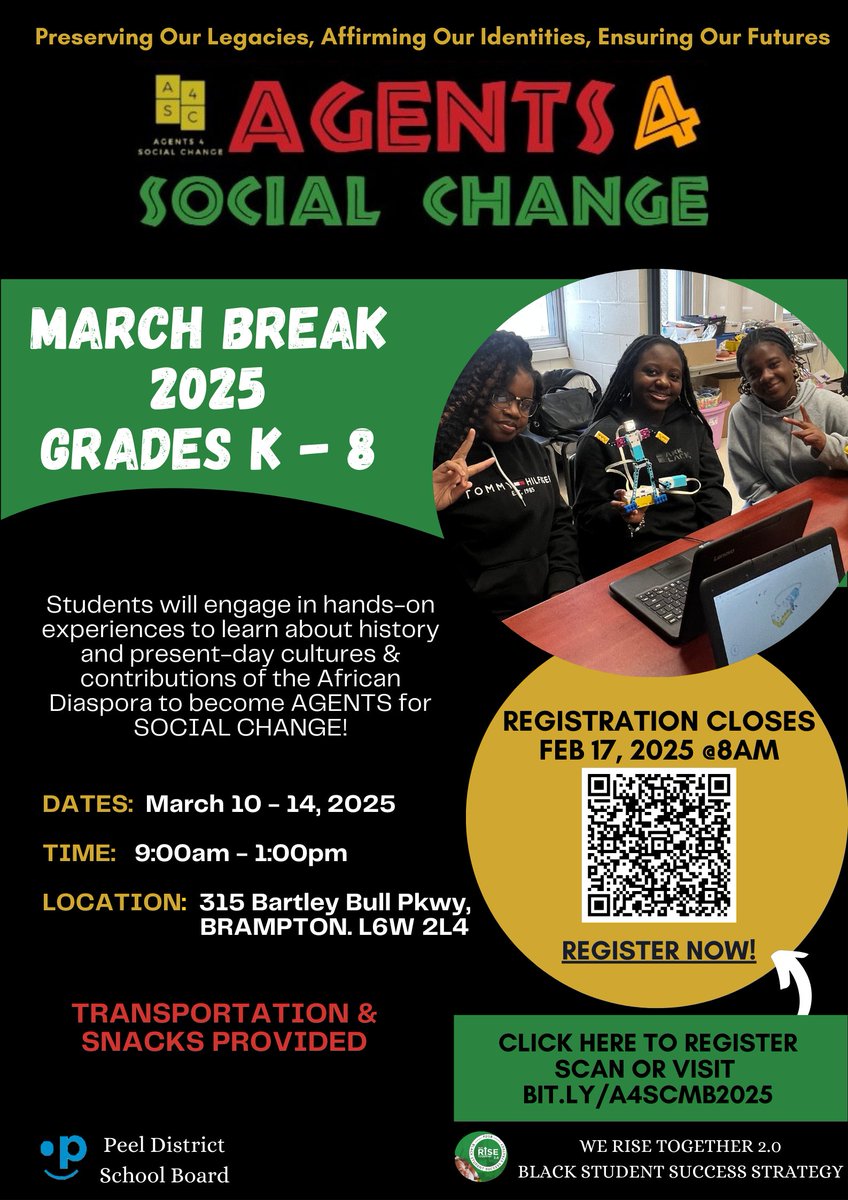 It's that time of year again!  Registration is now open for Agents 4 Social Change Africentric March Break camp 2025!!