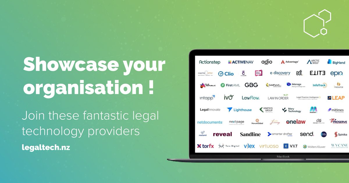 Let us showcase your #legaltech organisation, so the legal community can discover who you are, what you do + see a demo of your solution.

Partner with us today and join these fantastic organisations supporting #legaltech in New Zealand.

Find out more - legaltech.nz/find-a-busines…