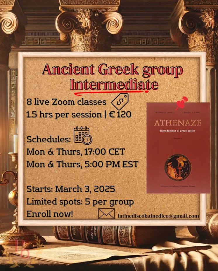 Polysophia_'s tweet photo. Discover Our Upcoming Ancient Greek courses🏛️

We're offering 3 exciting online courses to help you master Ancient Greek or explore Plato's world. Whether you're a beginner, intermediate, or ready to dive into Plato's Symposium, we've got you covered!
⬇️⬇️⬇️ https://t.co/xqEZCKZWKx