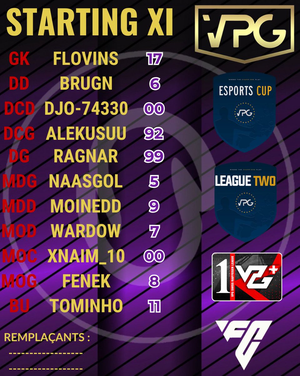 SFAM FC (@sfamtwo) on Twitter photo MATCHS DAYS ! โฝ๏ธ
๐ : 04/01
๐ : VPG EUROPE
๐ : VPG SUISSE
๐ค PROGRAMME + COMPOSITION ๐
โก๏ธ 21h00 : AMICAL
โก๏ธ 21h30 : SFAM FC - REPULSE ESPORT ๐ช๐บ๐
โก๏ธ 21h45 : SFAM FC - X WIN FOR LIFE ๐ช๐บ
โก๏ธ 22h15 : SFAM FC - LYOKFOX ๐ช๐บ
โก๏ธ 22h40 : SFAM FC - XPROPULSE ๐จ๐ญ
โก๏ธ 23h00 : MATCHS DAYS ! โฝ๏ธ
๐ : 04/01
๐ : VPG EUROPE
๐ : VPG SUISSE
๐ค PROGRAMME + COMPOSITION ๐
โก๏ธ 21h00 : AMICAL
โก๏ธ 21h30 : SFAM FC - REPULSE ESPORT ๐ช๐บ๐
โก๏ธ 21h45 : SFAM FC - X WIN FOR LIFE ๐ช๐บ
โก๏ธ 22h15 : SFAM FC - LYOKFOX ๐ช๐บ
โก๏ธ 22h40 : SFAM FC - XPROPULSE ๐จ๐ญ
โก๏ธ 23h00 :