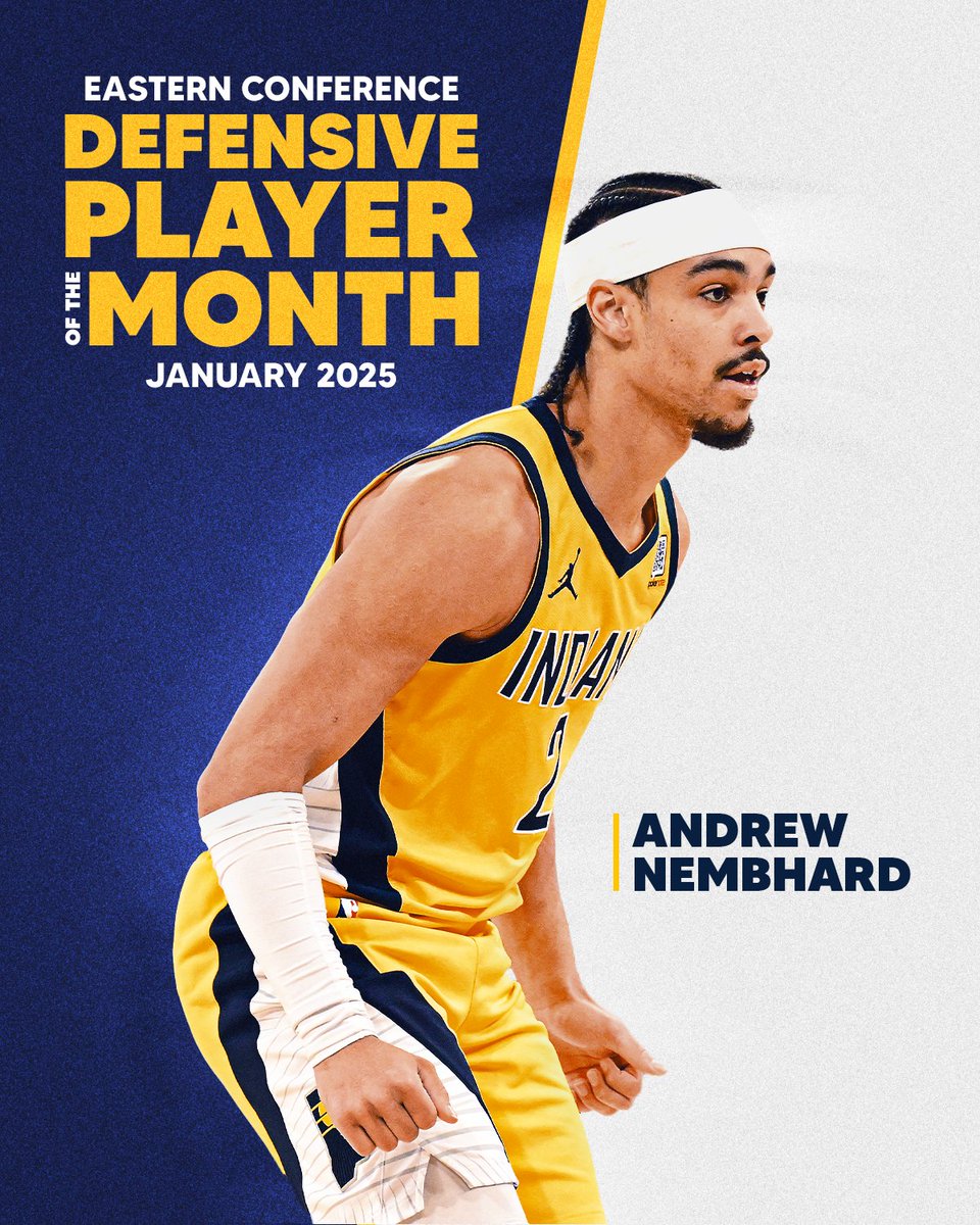 lock down defense 🔒⬇️

Andrew Nembhard has been named Eastern Conference Defensive Player of the Month for January.

on.nba.com/4jKggCb