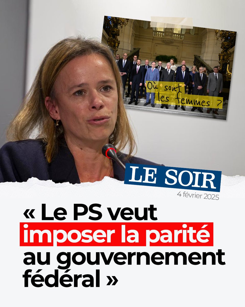 PSofficiel's tweet photo. 💥 Où sont les femmes dans ce gouvernement fédéral ?
📉 Zéro parité. Zéro respect.

Le Parti Socialiste refuse cette régression et exige la parité immédiate dans toutes les instances fédérales.
👉 Nous déposons un texte à la Chambre pour imposer l’égalité dans les gouvernements.

🟥 Il est temps que les femmes aient enfin leur place, partout où les décisions se prennent. Rejoignez-nous pour faire bouger les lignes. 💪