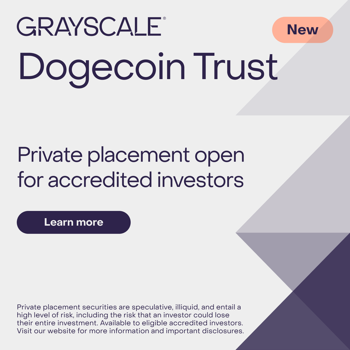 Much wow, big excite

Grayscale Dogecoin Trust is finally here and open to eligible accredited investors. 

Learn more about $DOGE and see important disclosures: grayscale.com/crypto-product…