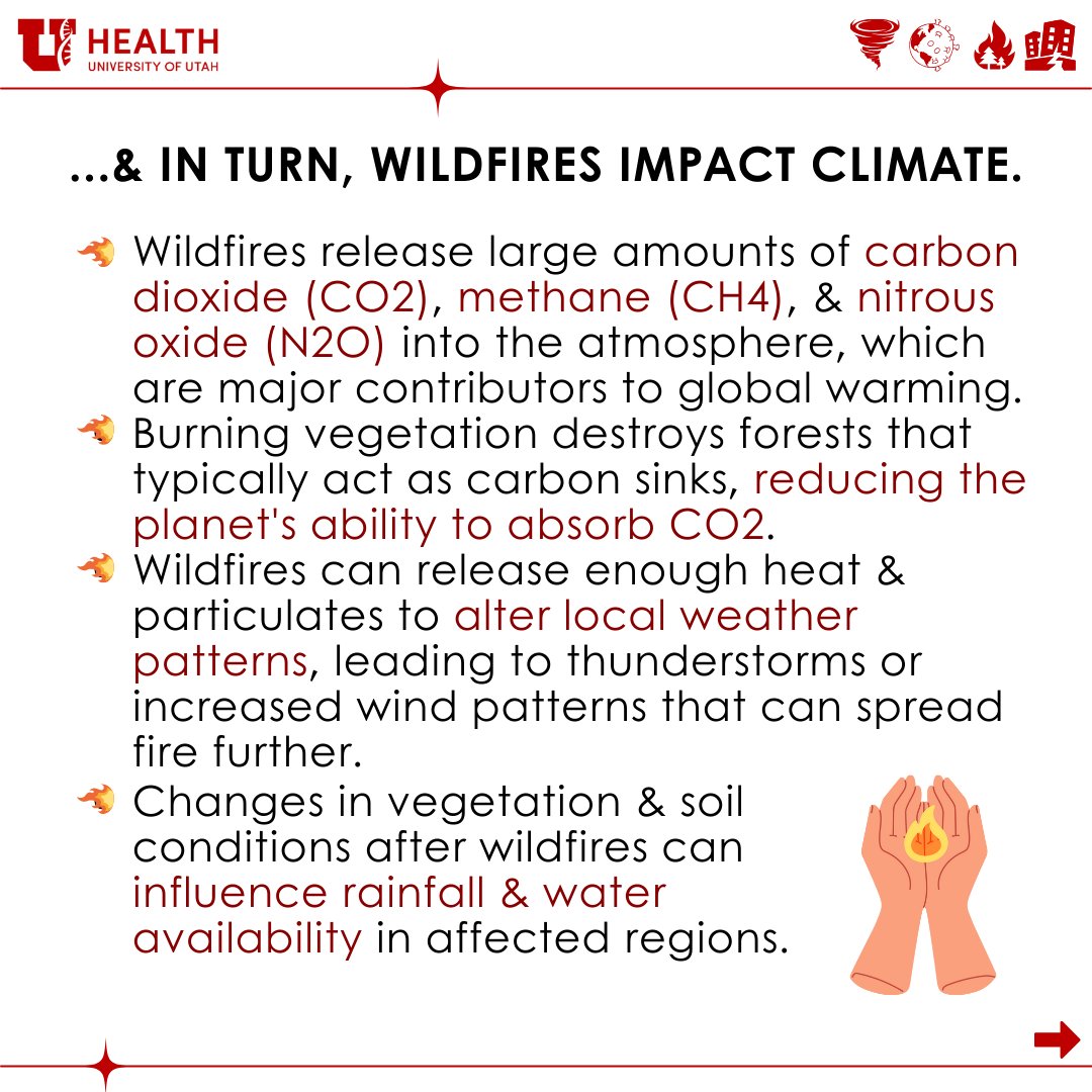 uofuceph's tweet photo. 🔥 Wildfires &amp; Climate: A Growing Threat 🌍 Protecting communities means preparing for wildfires &amp; tackling the climate factors driving them. Let’s take action now! 💨💧 #uofuceph #rmhpceph #wildfires #emergencypublichealth #emergencypreparedness #region8 https://t.co/GJa06oOOv3