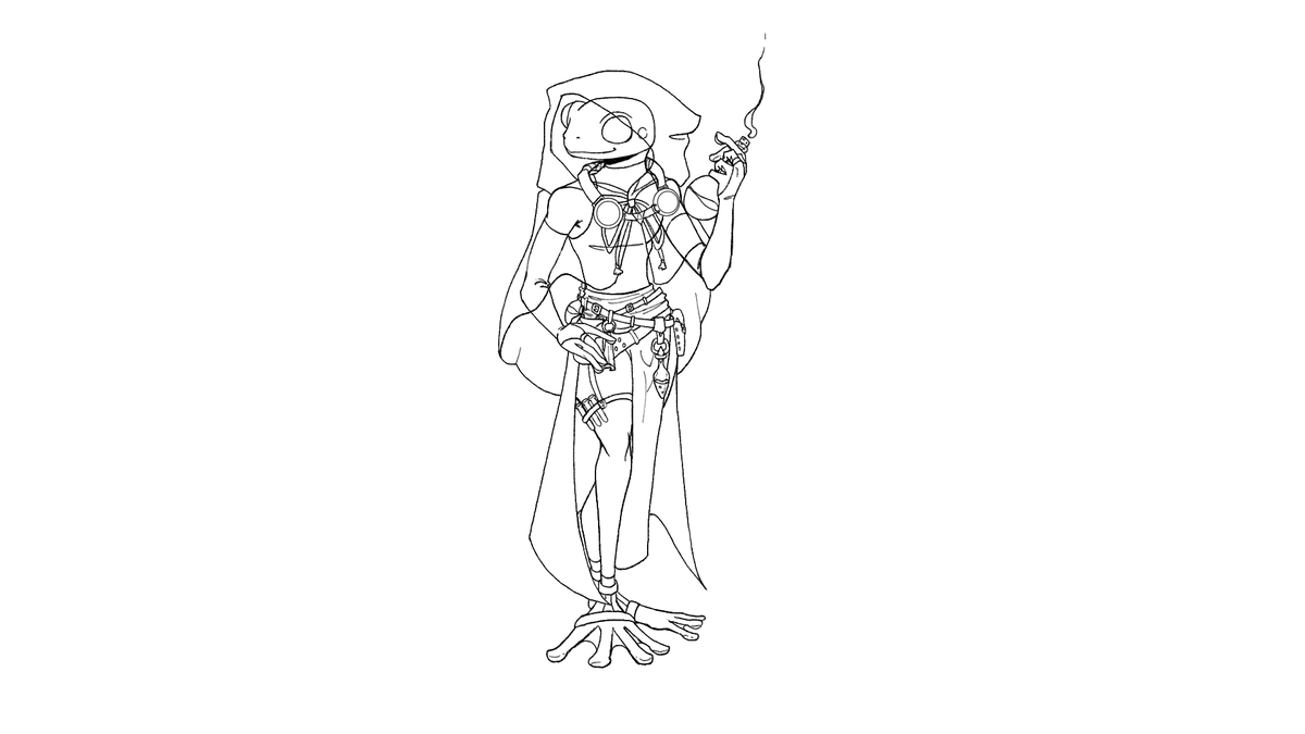 Melon19542205's tweet photo. Hi~ I haven't posted this character design yet here for some reason, but this is my friend's DnD character! She's a Black eye'd tree frog disguised as a poison dart frog. Annnd of course she's an Alchemist!
#dungeonsanddragons #dnd #art #dndart #Frog #frogcharacter #fantasy https://t.co/sJ8DjH3M7Z