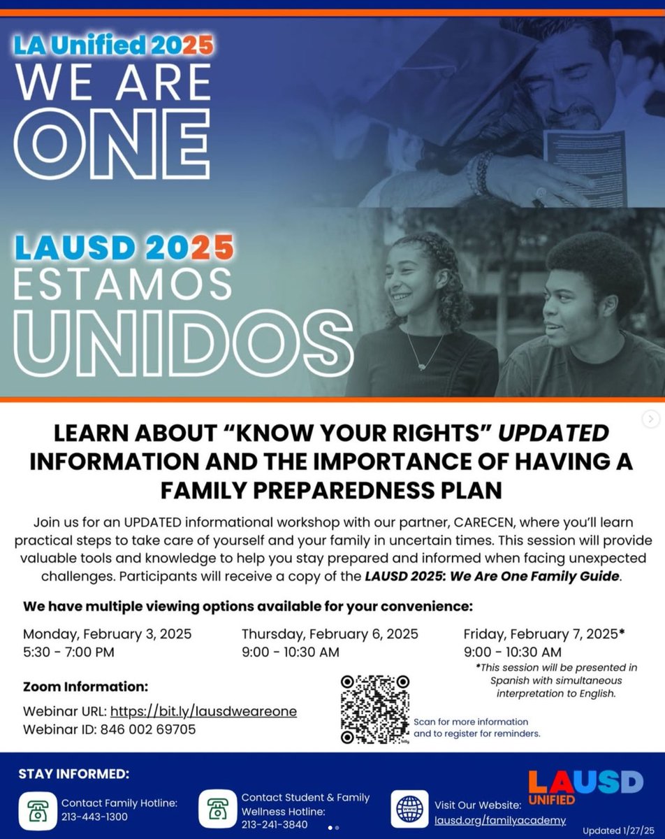 oin us for an UPDATED informational workshop with our partner, CARECEN, where you’ll learn practical steps to take care of yourself and your family in uncertain times. This session will help you stay prepared and informed when facing unexpected challenges.