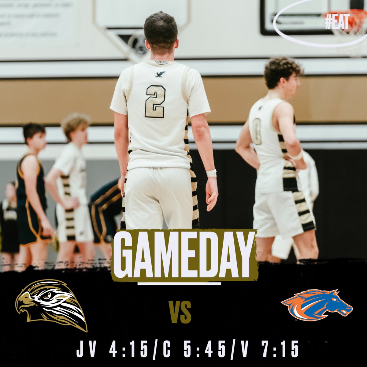 🏀 GAMEDAY! 
🆚 Sheyenne Mustangs 
📍 Seyenne HS
📺 Youtube - Mustang Media
⏰ JV: 4:15 / C: 5:45 / Varsity: 7:15
🚌 9A 5:45 9B 7:00 @ GFRR
#EAT