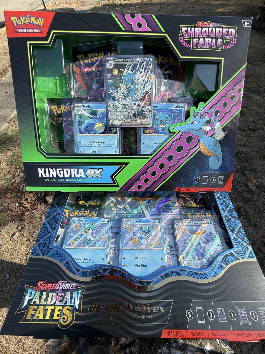 🧊 Winta Winna giveaway ❄️ 

For your chance to win these scarlet and violet special sets Shrouded Fable ex and Paldean Fates ex premium collection Quaquaval 

Like ✅
Retweet ✅
Follow <a href="/MeechFromPallet/">Pokémon Meech</a> ✅

Keep it cool until sat 2/15 winner selected at random US only GL everyone