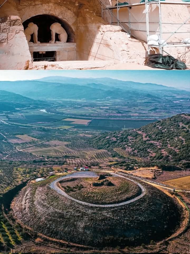 histories_arch's tweet photo. The Kasta Tomb, located in the ancient city of Amphipolis in northern Greece 🇬🇷, is the largest and most impressive burial mound (tumulus) ever discovered in the country. Dating back to the late 4th Century BC, this monumental tomb spans 497 feet (150 meters) in diameter and rises 35 feet (10.5 meters) high, making it an extraordinary feat of ancient architecture. Surrounded by imposing stone walls, the entrance is guarded by massive marble Sphinxes, which add to the tomb’s grandeur. Its scale and intricate design suggest it was built for someone of significant rank, possibly a high-ranking official or royal member of the Macedonian court, likely connected to Alexander the Great.

Excavations led by archaeologist Katerina Peristeri have uncovered a wealth of stunning artifacts, including a painted frieze, sculptures, and inscriptions that may hint at the identity of the tomb’s occupant. One of the most fascinating aspects of the discovery is the possibility that the tomb housed a member of Macedon's royal family, potentially someone closely related to Alexander himself. While the exact identity of the person remains debated, the luxury and opulence of the tomb point to a burial of immense importance. The Kasta Tomb serves as a monumental testament to the power, artistry, and architectural achievements of ancient Macedon during the Hellenistic period.

#archaeohistories
