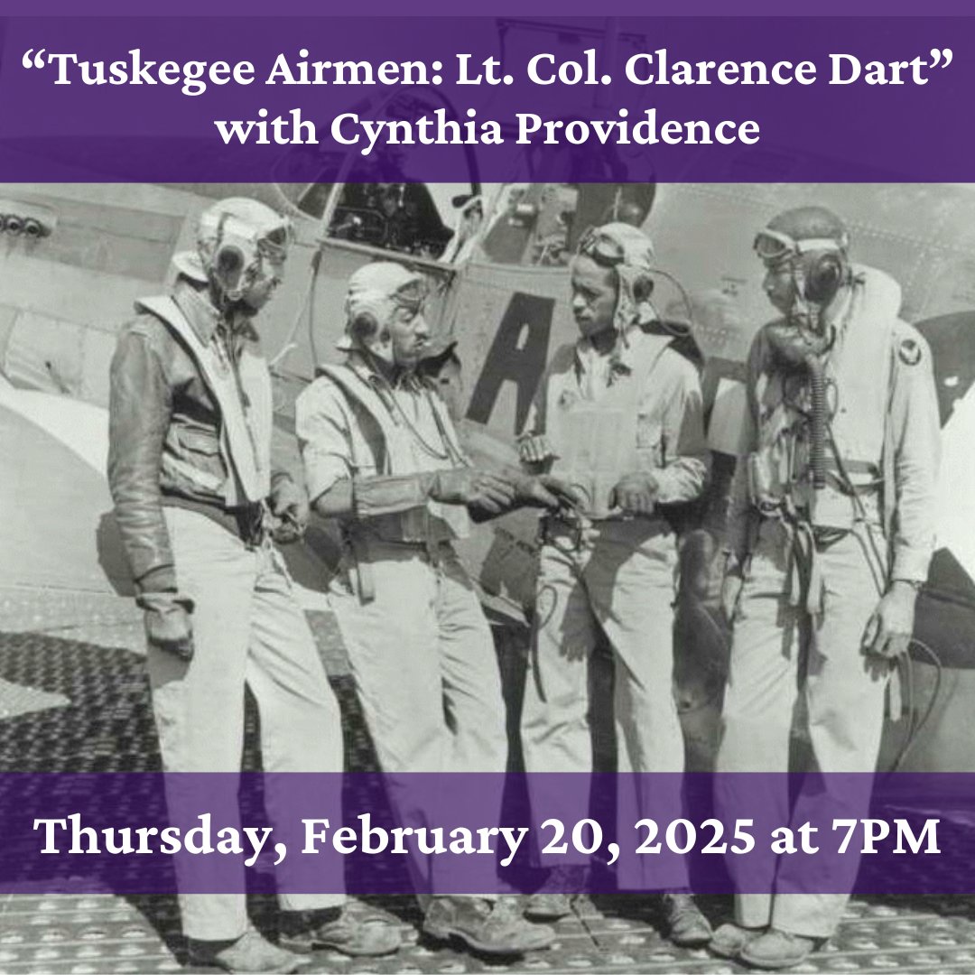 Join us for the virtual program "Tuskegee Airmen: Lt. Col. Clarence Dart" on Thursday, February 20, 2025, at 7 p.m. 

The virtual program will have a suggested donation of $10 and will be hosted via Zoom. To register, please visit saratogapreservation.org or call (518) 587-5030.