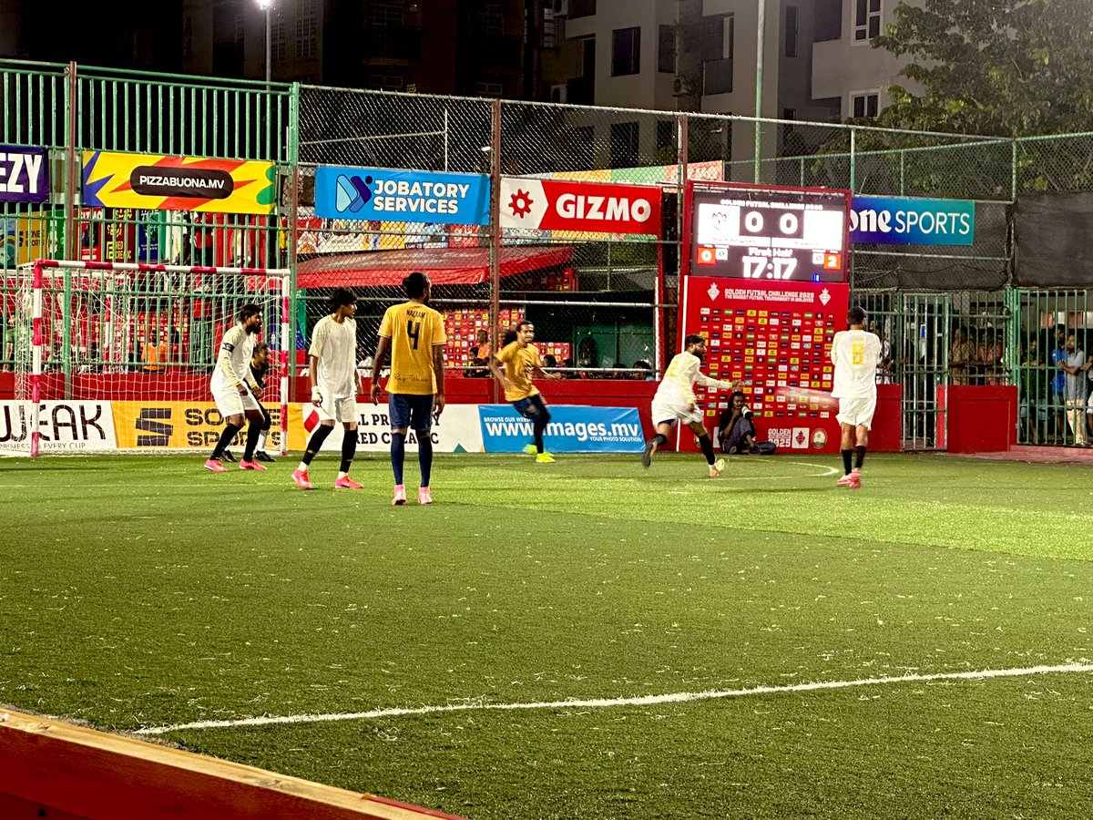 Golden Futsal Challenge 2025 
The Biggest Futsal Challenge In Maldives 

MACHANGOLHI 4 - 3 MAAFANNU 

Alhamdulillahi 

Goals from Rilwan Waheed, Mohamed Nazaam, Sinan Ibrahim Rasheed, Hussain Saweel gives MACHANGOLHI the win.