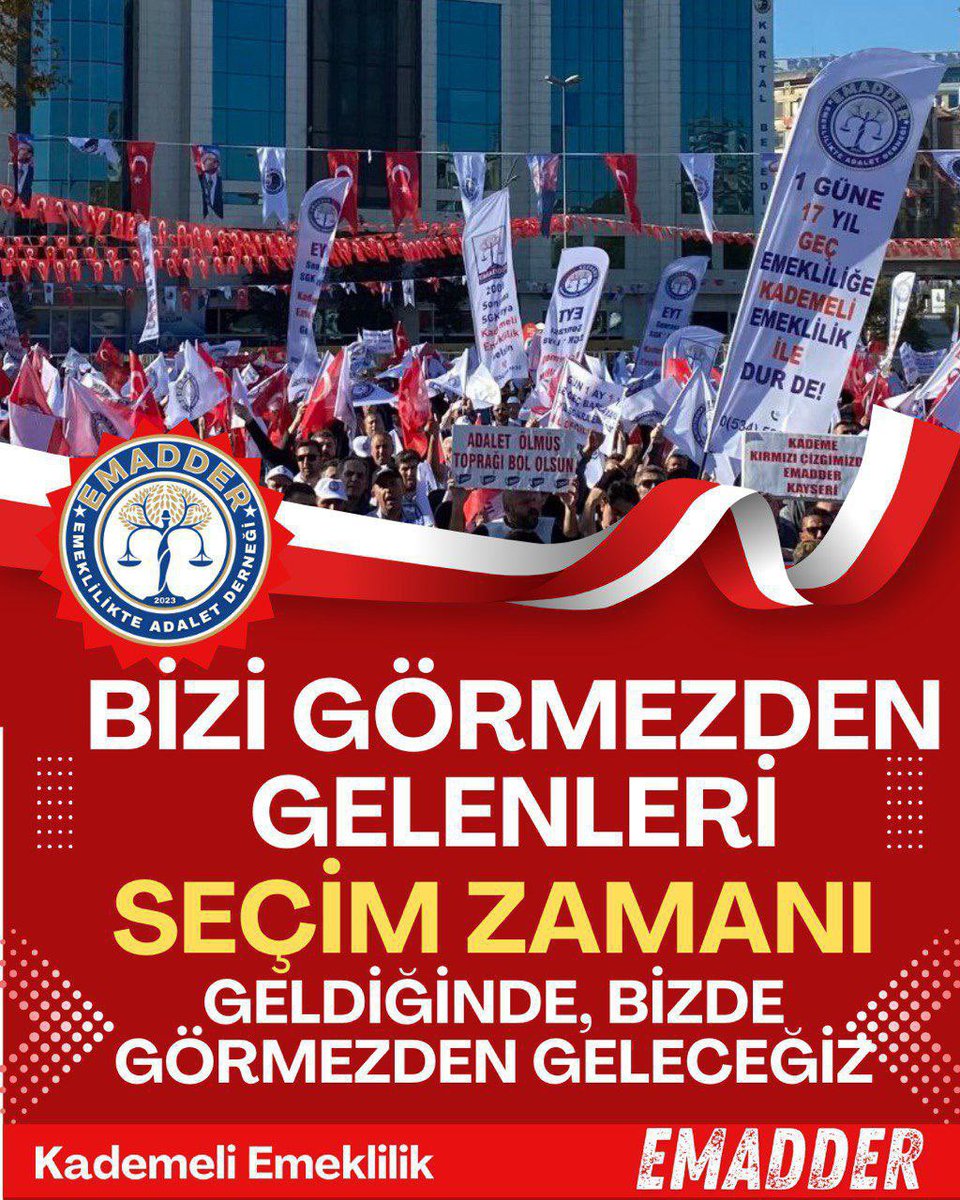 Bizi görmezden gelmek mi !?

Siz bilirsiniz…

1 güne 17/20 yıl haksızlığı görülmeyecek bir haksızlık değil !!!

Görmezden geleni, görecek halimiz yok!

O sandık elbet önümüze gelecek…

#KademeSeçimiBekliyor
