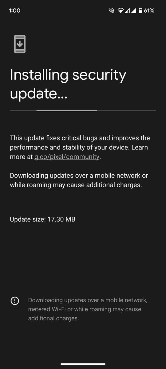 techyminati's tweet photo. This's why I love @GooglePixel_US @madebygoogle #GooglePixels

It's Feb 5th 1:01 AM and they've already rolled out February security patch update!. https://t.co/A3UuLq5TfG