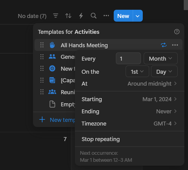 Notion_IS's tweet photo. Have you seen this update from @NotionHQ ??

I have just realized! Great improvement! on REPEAT Templates🥳 https://t.co/oNY2dBc2CT