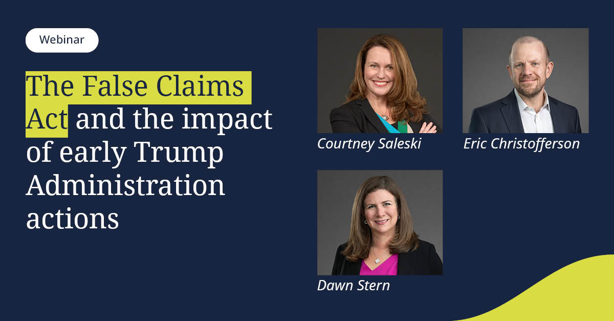 DLA_Piper's tweet image. Please join us for a virtual briefing on the #FalseClaimsAct landscape, where Partners from DLA Piper’s White Collar and Government Contracts groups will explore key changes under the #TrumpAdministration, including the impact of recent #ExecutiveOrders.

spr.ly/6016xNc1q
